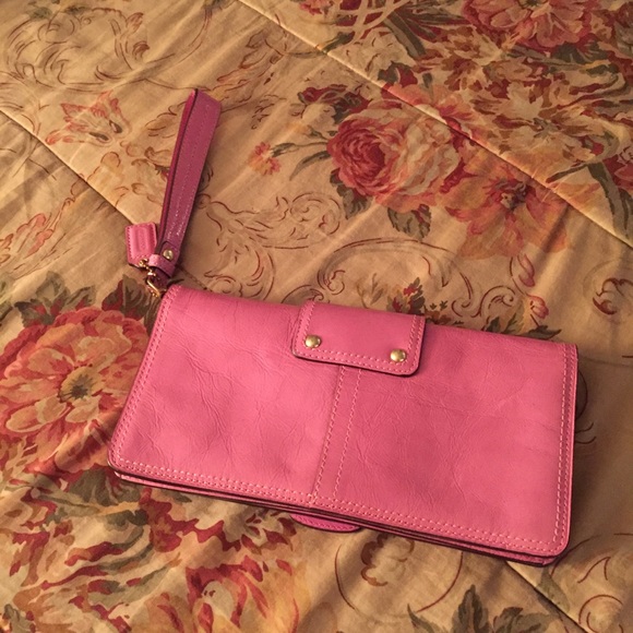 Coach pink wristlet with gold buckle - Picture 2 of 5